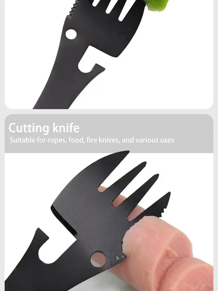 Multifunctional Whistle Knife Outdoor Camping Survival Spork Kitchen Multifunctional Wrench Bottle Opener Spoon.