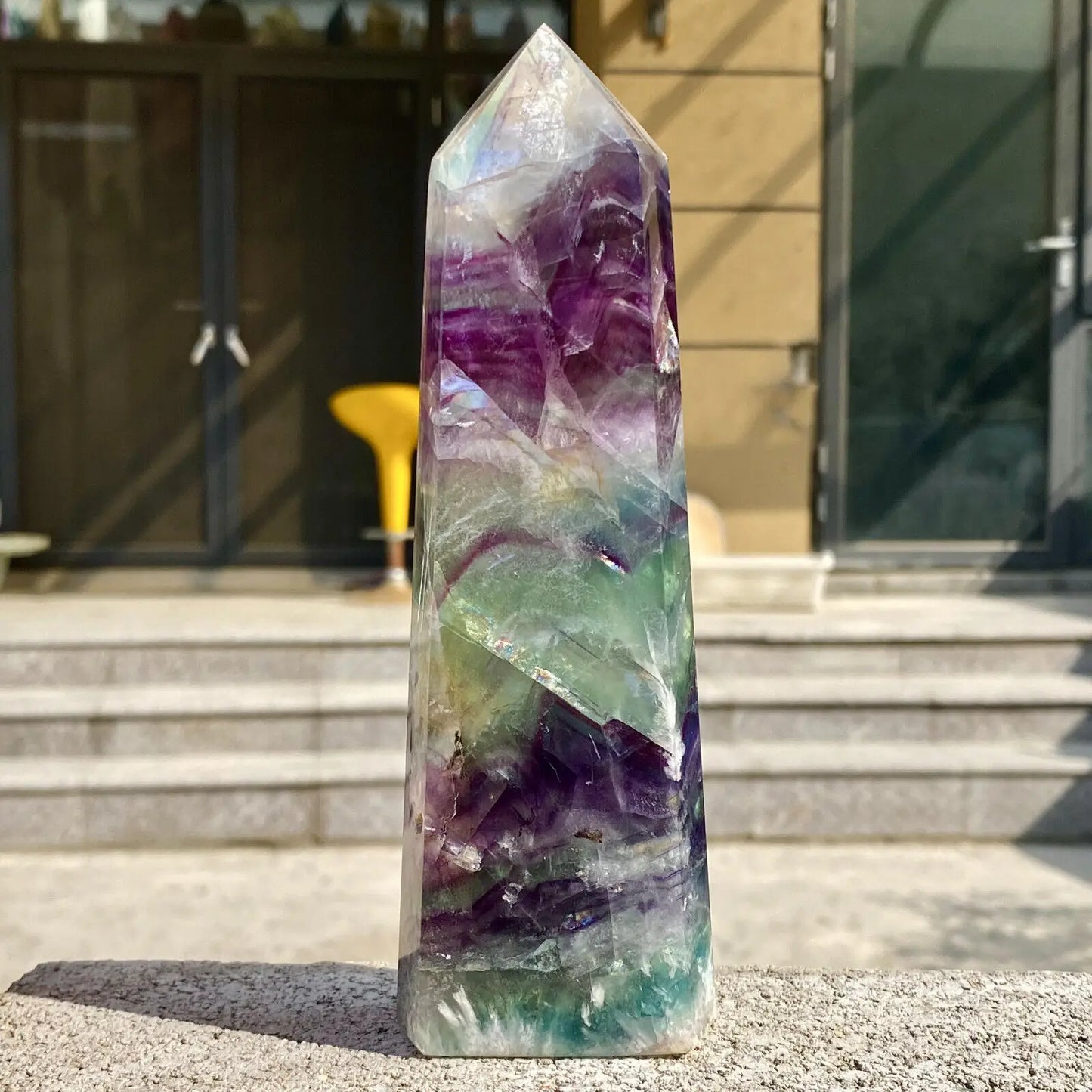 Natural Fluorite Crystal Wand – Polished Obelisk Point for Energy Healing, Meditation & Feng Shui