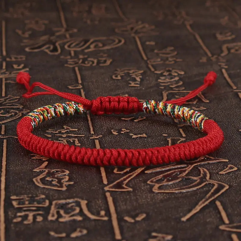 Tibetan Buddhist Lucky Bracelet Unisex Braid Red Thread Rope Adjustable King Kong Knot Bracelets for Womern Men Bangles Jewelry