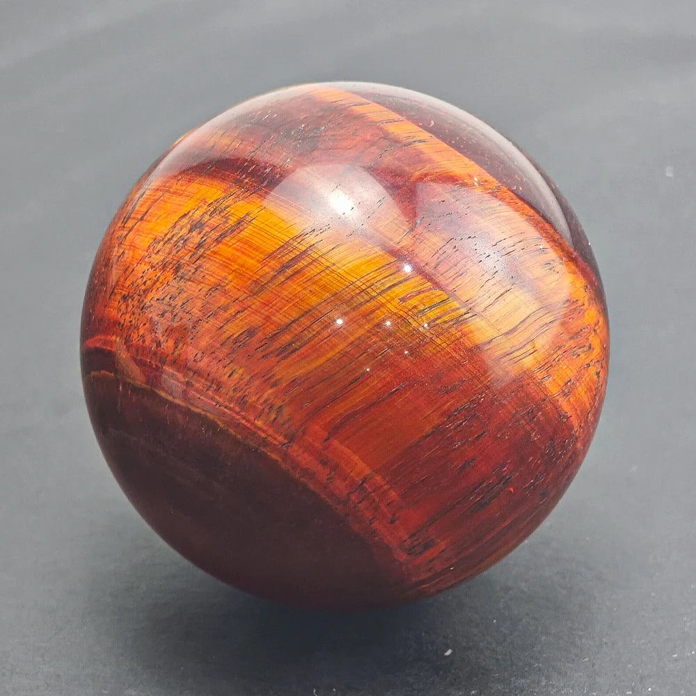 Red Tiger’s Eye Sphere – Polished Quartz Crystal for Energy Protection, Focus & Feng Shui Enhancement