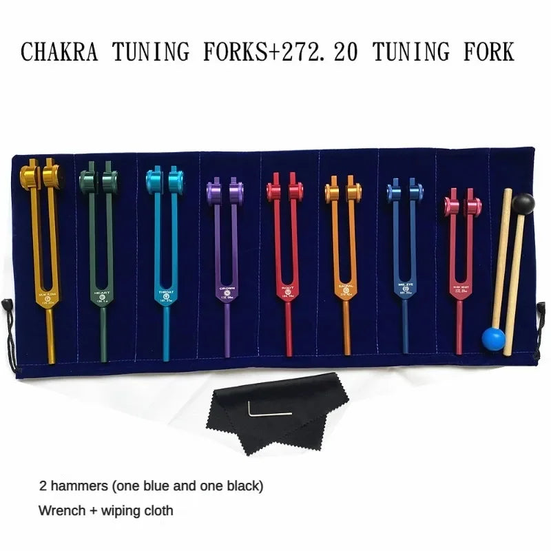 8pcs Colorful Tuning Fork Set Aluminum Alloy Chakras Diapason Sound Healing Yoga Meditation Tuning Forks Diapasons Therapy Gifts