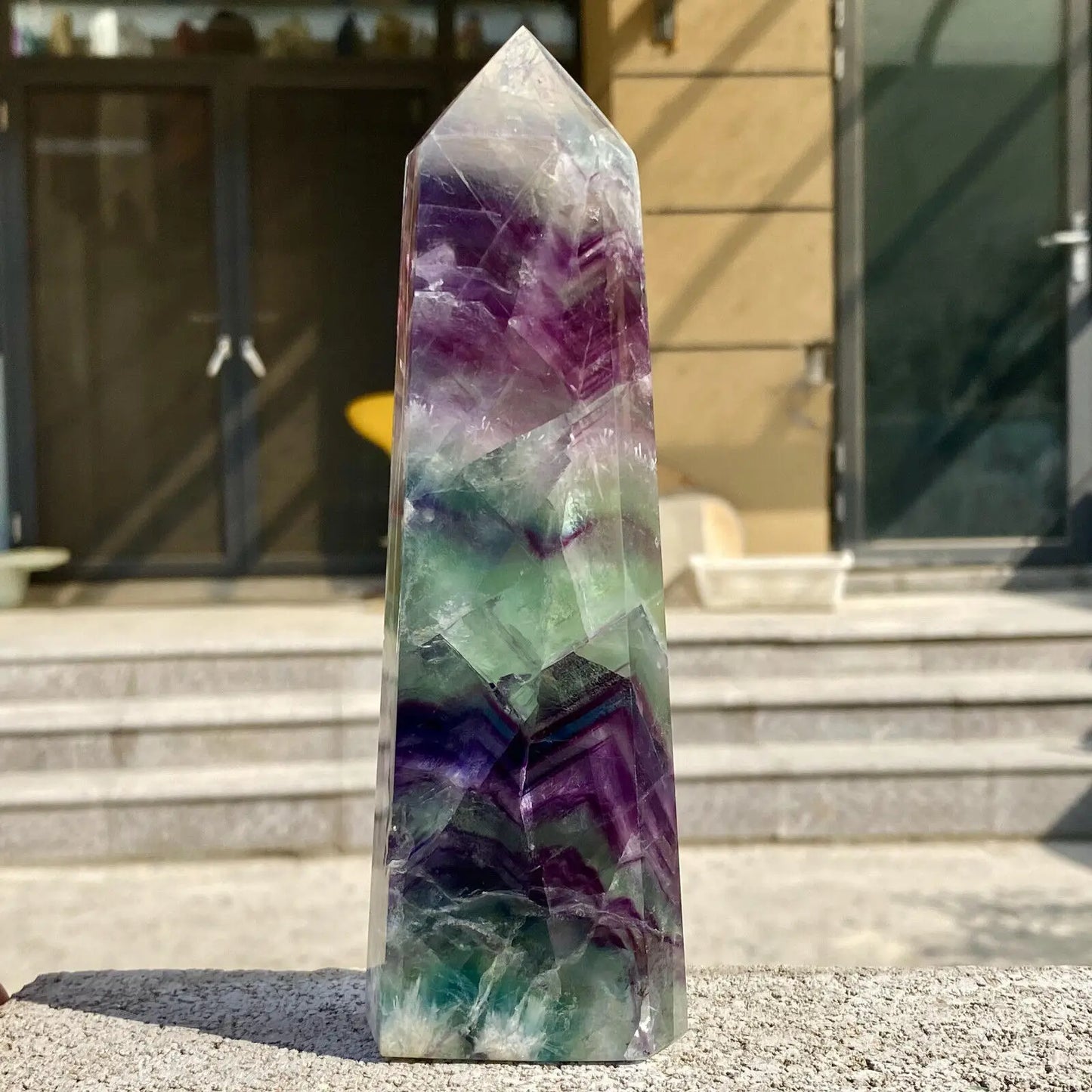 Natural Fluorite Crystal Wand – Polished Obelisk Point for Energy Healing, Meditation & Feng Shui