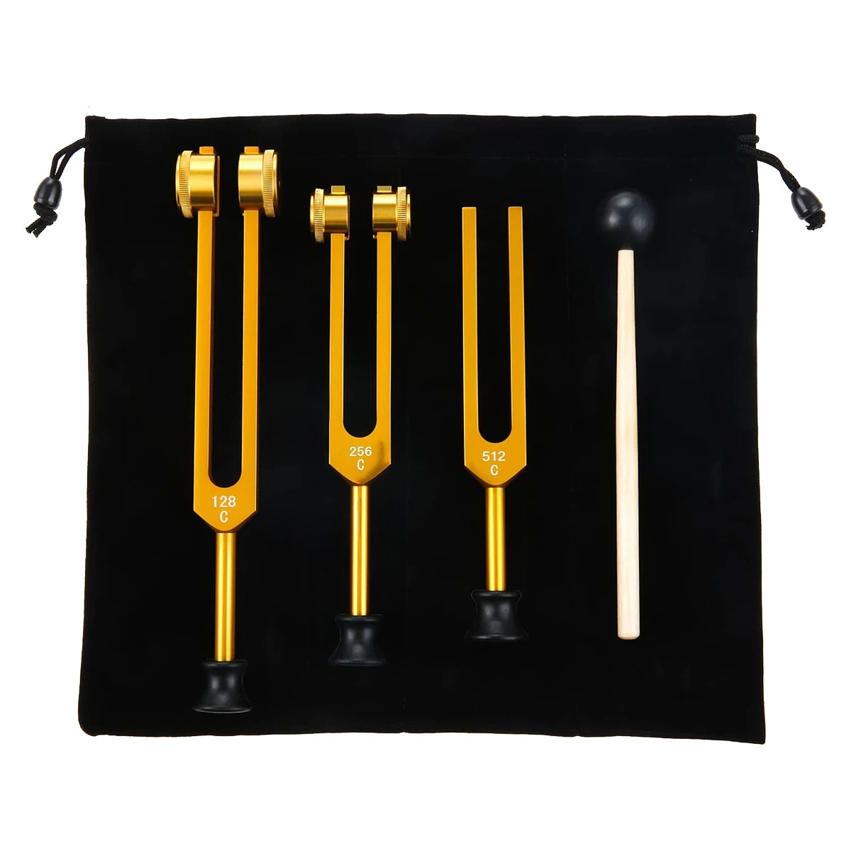 Healing Frequencies Gold Tuning Fork Set (128Hz, 256Hz, 512Hz) – for Chakra Balancing, DNA Repair, Sound Therapy & Meditation