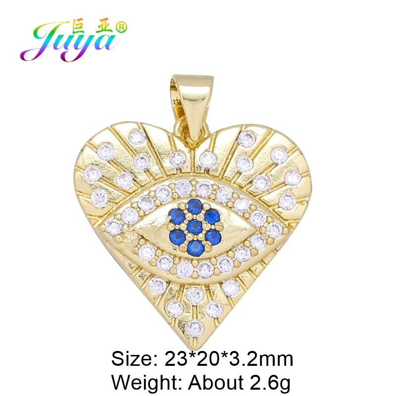 Juya Handmade 18K Real Gold Plated Hamsa Fatima Hand Greek Evil Eye Charms For DIY Trendy Enamel Pendant Talisman Jewelry Making