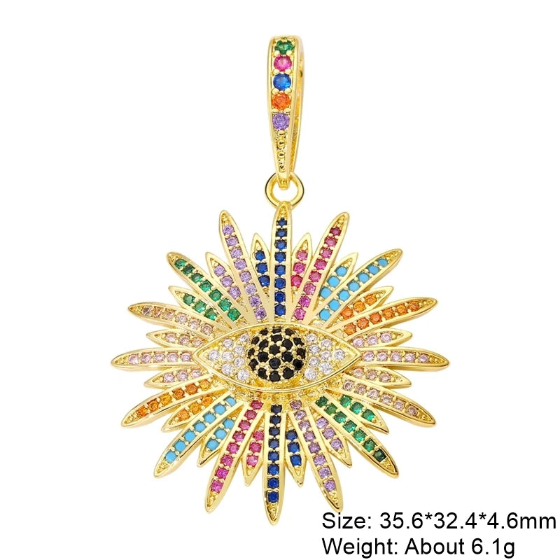 Juya Handmade 18K Real Gold Plated Hamsa Fatima Hand Greek Evil Eye Charms For DIY Trendy Enamel Pendant Talisman Jewelry Making