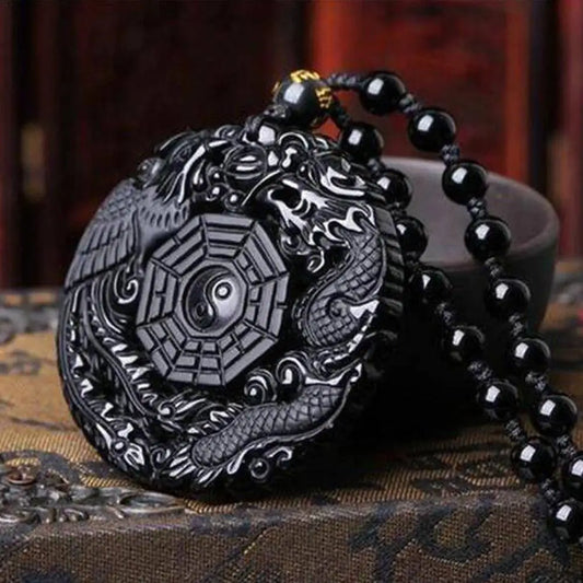 Obsidian Dragon-Phoenix Amulet | Forged in the Black Sun
