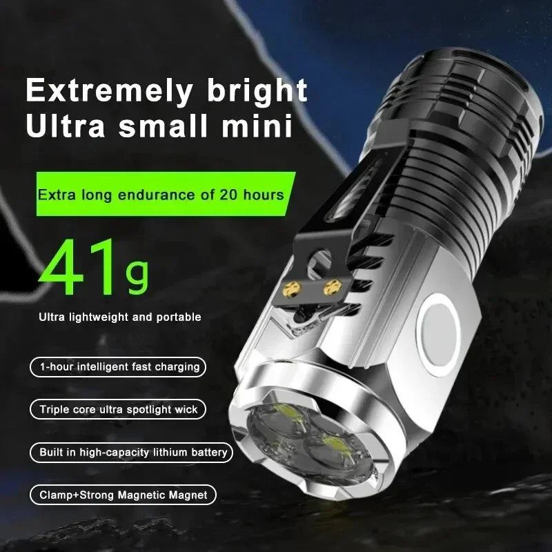 Mini Rechargeable LED Flashlight – Ultra-Bright 1000 Lumen Torch with Magnetic Base & Pocket Clip