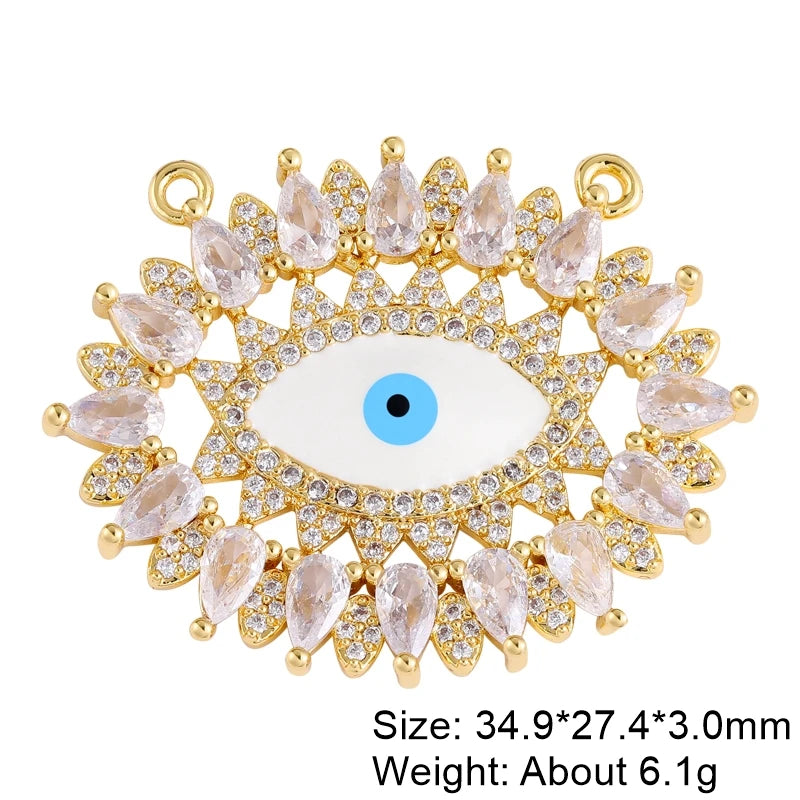 Juya Handmade 18K Real Gold Plated Hamsa Fatima Hand Greek Evil Eye Charms For DIY Trendy Enamel Pendant Talisman Jewelry Making