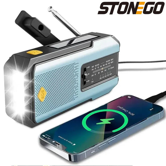 Weather Radio Emergency Multifunctional Radio FM AM WB Hand Crank Solar USB Charging 2000mAh Power Bank LED Flashlight Torch