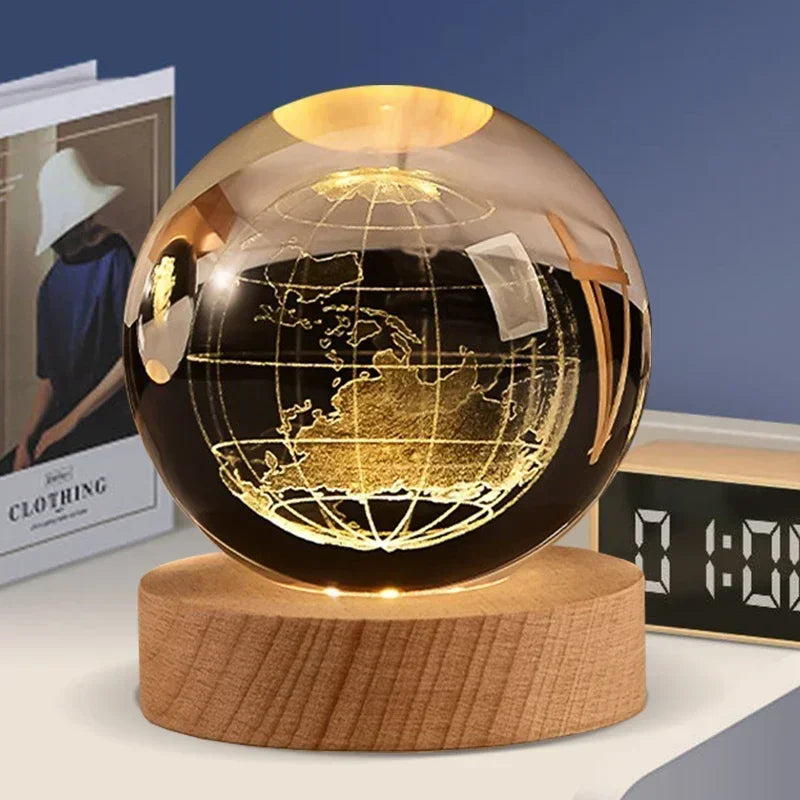 12 Constellation 3DGlass Craft Decoration Crystal Ball Laser Engraved Birthday  Solar System Gift Wooden Base Home Desktop Decor