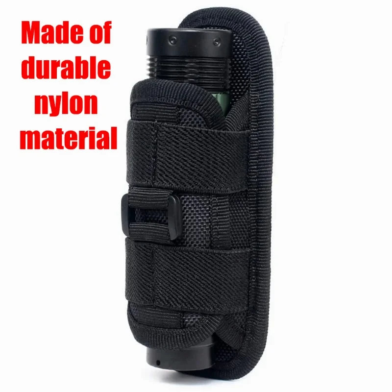 360° Tactical Flashlight Clip-on Pouch (Durable Nylon Case)