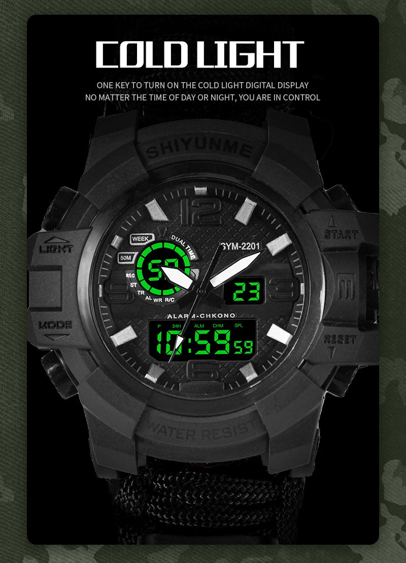 Outdoor Survival Watch Multifunctional Waterproof Military Tactical Paracord Watch Bracelet Camping Hiking Emergency Gear