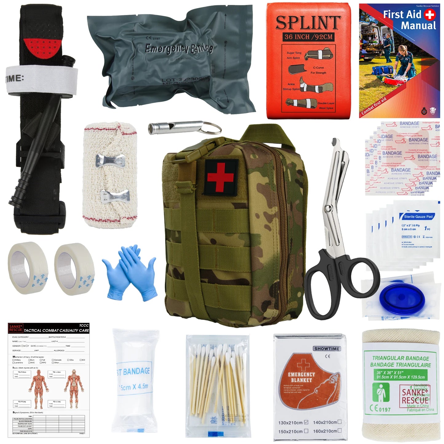 First Aid Kit Outdoor Survival Gear Molle Bag Medical Emergency IFAK Airway Military Tactical Tourniquet Bleeding Israel Bandage