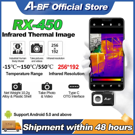 A-BF RX-450 Subsitute to InfiRay P2 cell Phone Thermal Camera Imager Infrared Night Vision for Phones Android Type C Interface