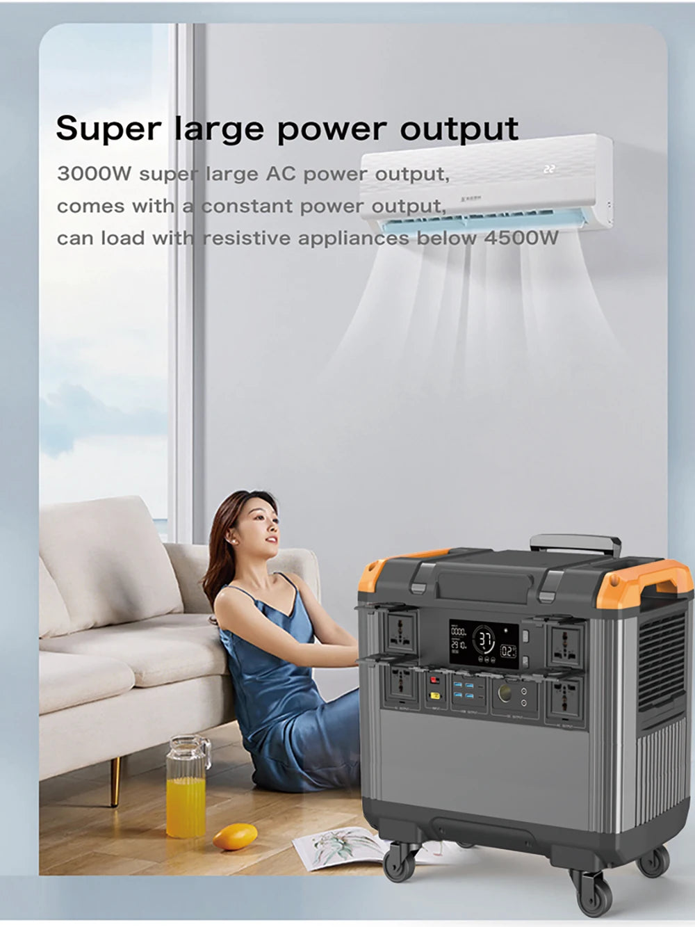 5300Wh LiFePO4 Energy Storage System – 3000W Power Station with UPS & BMS for Home & Outdoor Backup