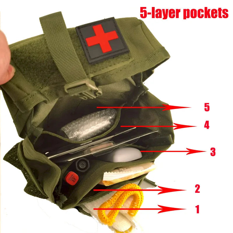 Molle Tactical Waist Bag Outdoor Emergency EDC Pouch Camping Medical Accessories Molle Tools Hunting Fanny Pack First Aid Kit