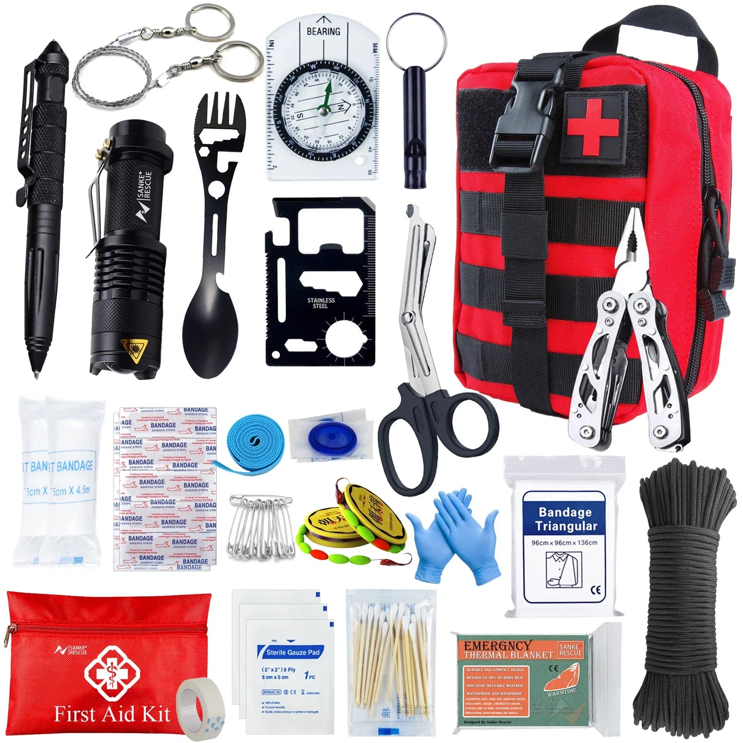 First Aid Kit in The Car Acessories Survival Kits Camping Equipments Survival Bag Self-defense EDC Pouch Ifak Outdoor Emergency