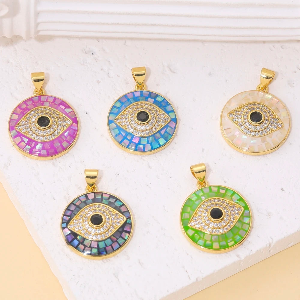 Juya Handmade 18K Real Gold Plated Hamsa Fatima Hand Greek Evil Eye Charms For DIY Trendy Enamel Pendant Talisman Jewelry Making