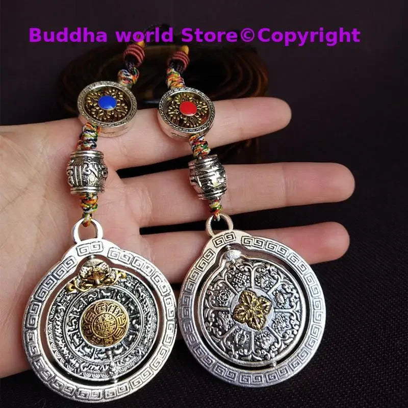 2PCS GOOD Efficacious Amulet Greco-Buddhist Pocket travel CAR Auspicious Safety Nine Palaces Eight Diagrams Mantra Buddha card