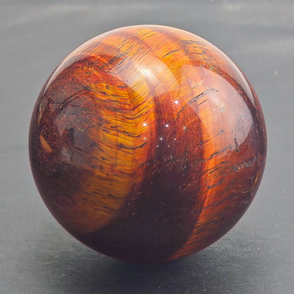 Red Tiger’s Eye Sphere – Polished Quartz Crystal for Energy Protection, Focus & Feng Shui Enhancement