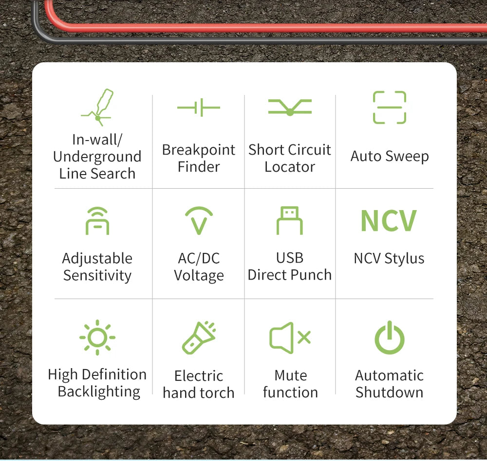 NOYAFA NF-826 Underground Cable Tester Locator Wire Tracker Detection Wall Electrical Lines Water and Gas Supply Pipeline Path