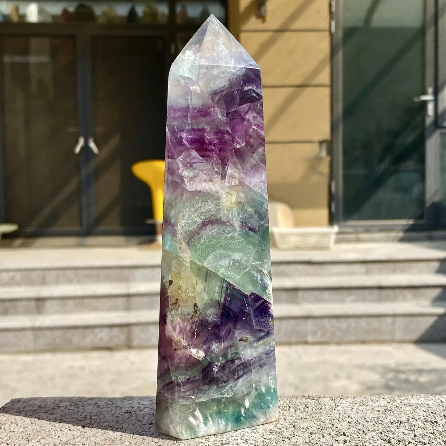 Natural Fluorite Crystal Wand – Polished Obelisk Point for Energy Healing, Meditation & Feng Shui