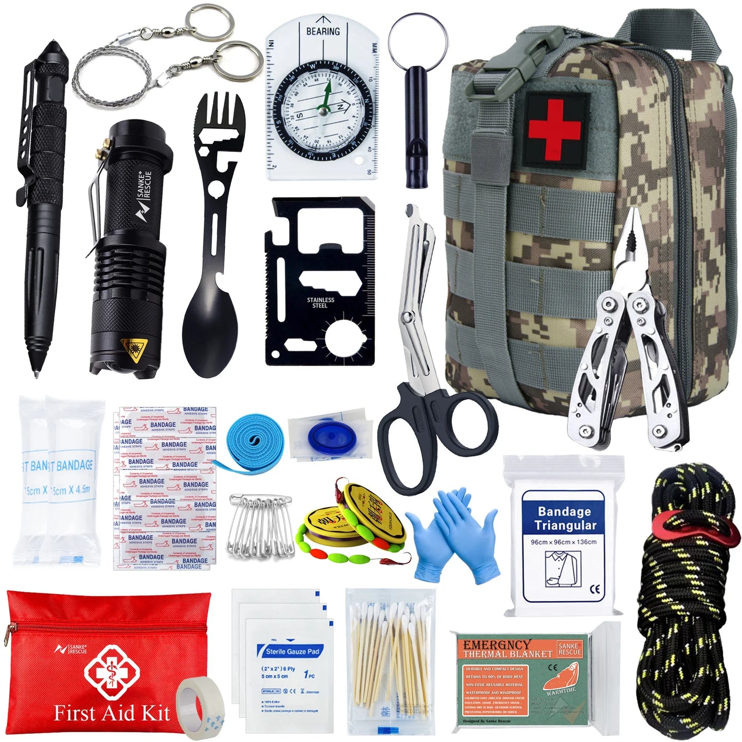 First Aid Kit in The Car Acessories Survival Kits Camping Equipments Survival Bag Self-defense EDC Pouch Ifak Outdoor Emergency