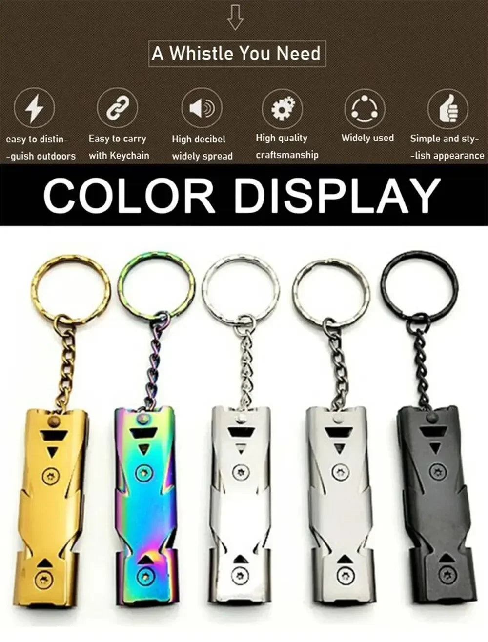 Double Pipe Whistle Pendant Keychain High Decibel Portable Outdoor Survival Emergency Camping Tool Multifunction Whistle 1PC