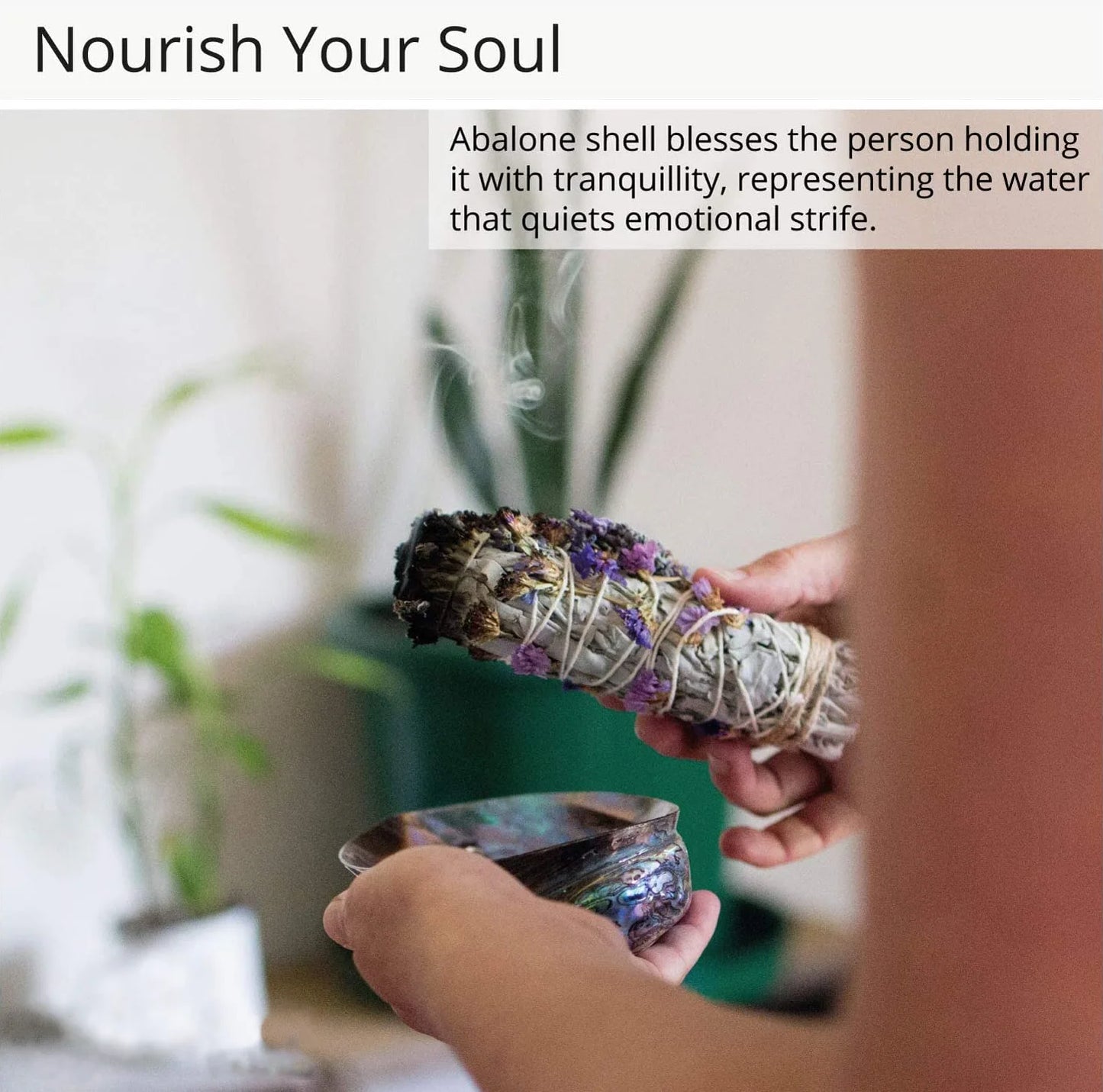 Home Cleansing & Smudging Kit with White Sage, Cedar, Rose Sage, Blue Sage, Palo Santo, Abalone & Stand, Smudge Feather Yoga Set