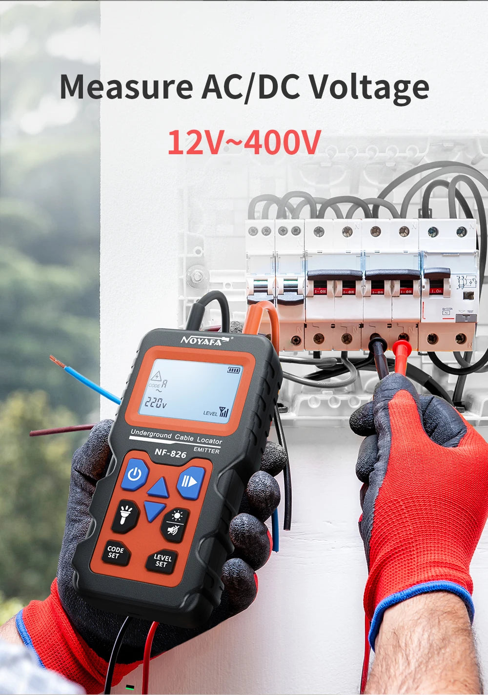 NOYAFA NF-826 Underground Cable Tester Locator Wire Tracker Detection Wall Electrical Lines Water and Gas Supply Pipeline Path