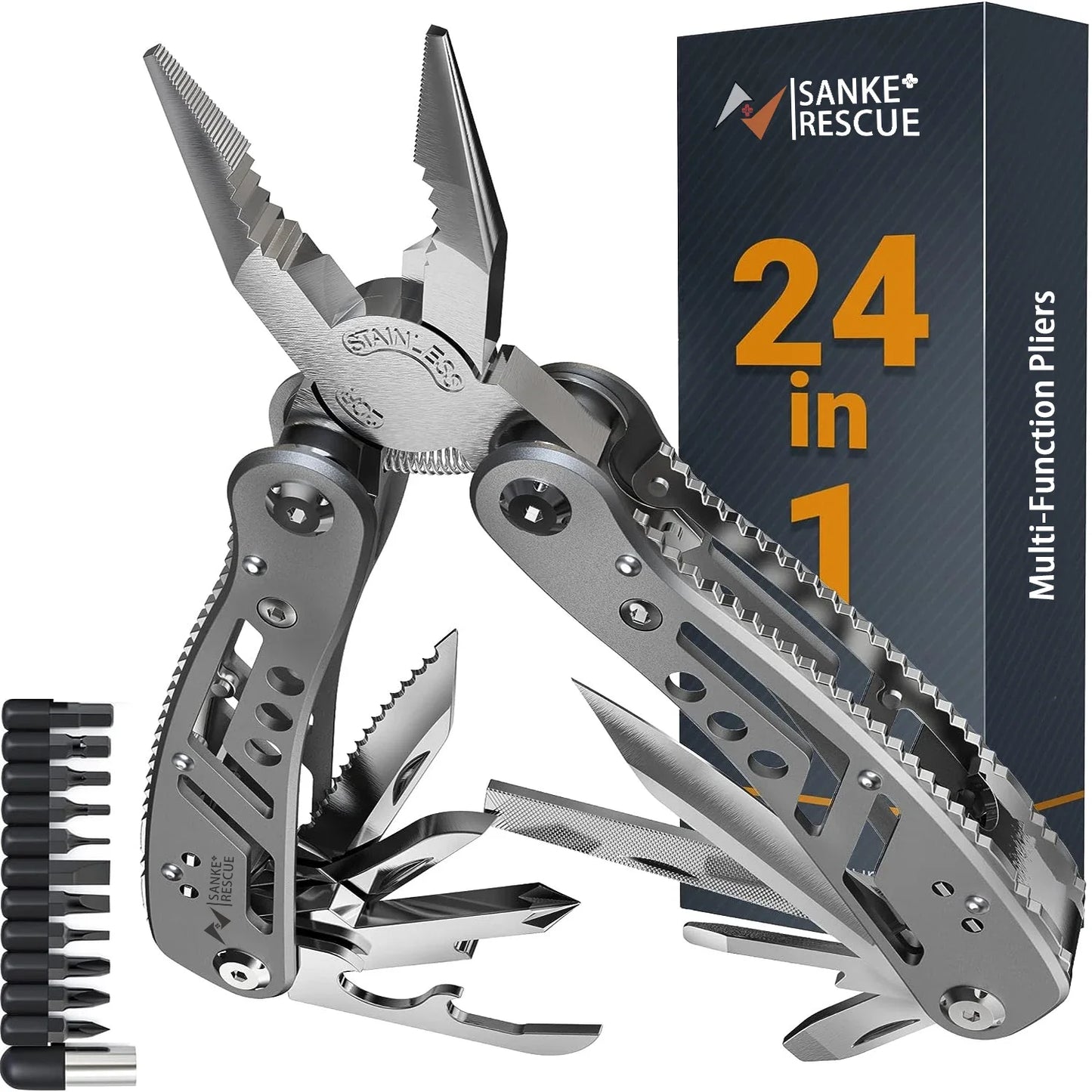 24-in-1 Professional Multi-Tool – Heavy-Duty Survival Pliers with Knife, Screwdrivers & More