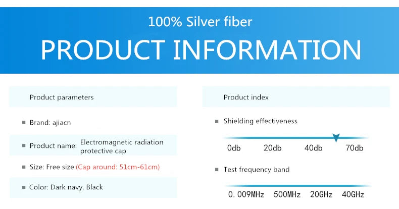 Genuine electromagnetic radiation protective baseball cap Mobile phone, computer, WIFI EMF shielding silver fiber lining cap