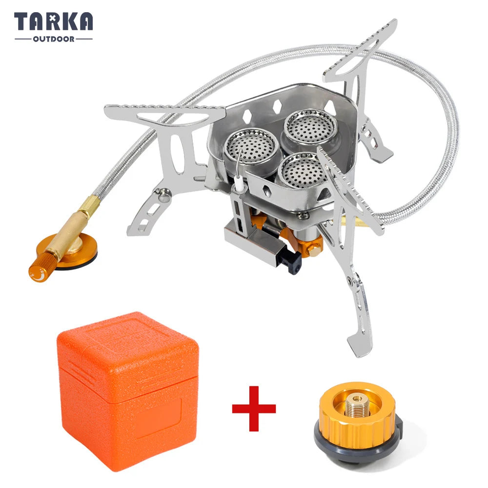 TARKA 3 Heads Gas Stove Tourist Camping Burners Folding Backpacking Furnace 5800W Outdoor Hiking Picnic BBQ Cooking Equipment