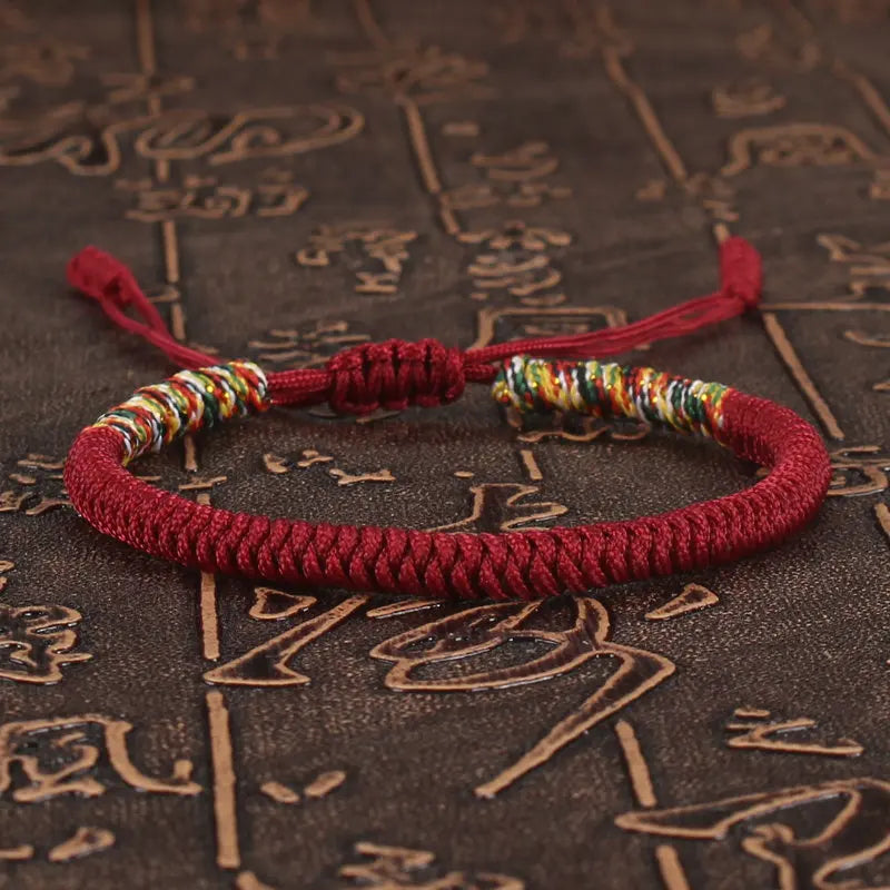 Tibetan Buddhist Lucky Bracelet Unisex Braid Red Thread Rope Adjustable King Kong Knot Bracelets for Womern Men Bangles Jewelry