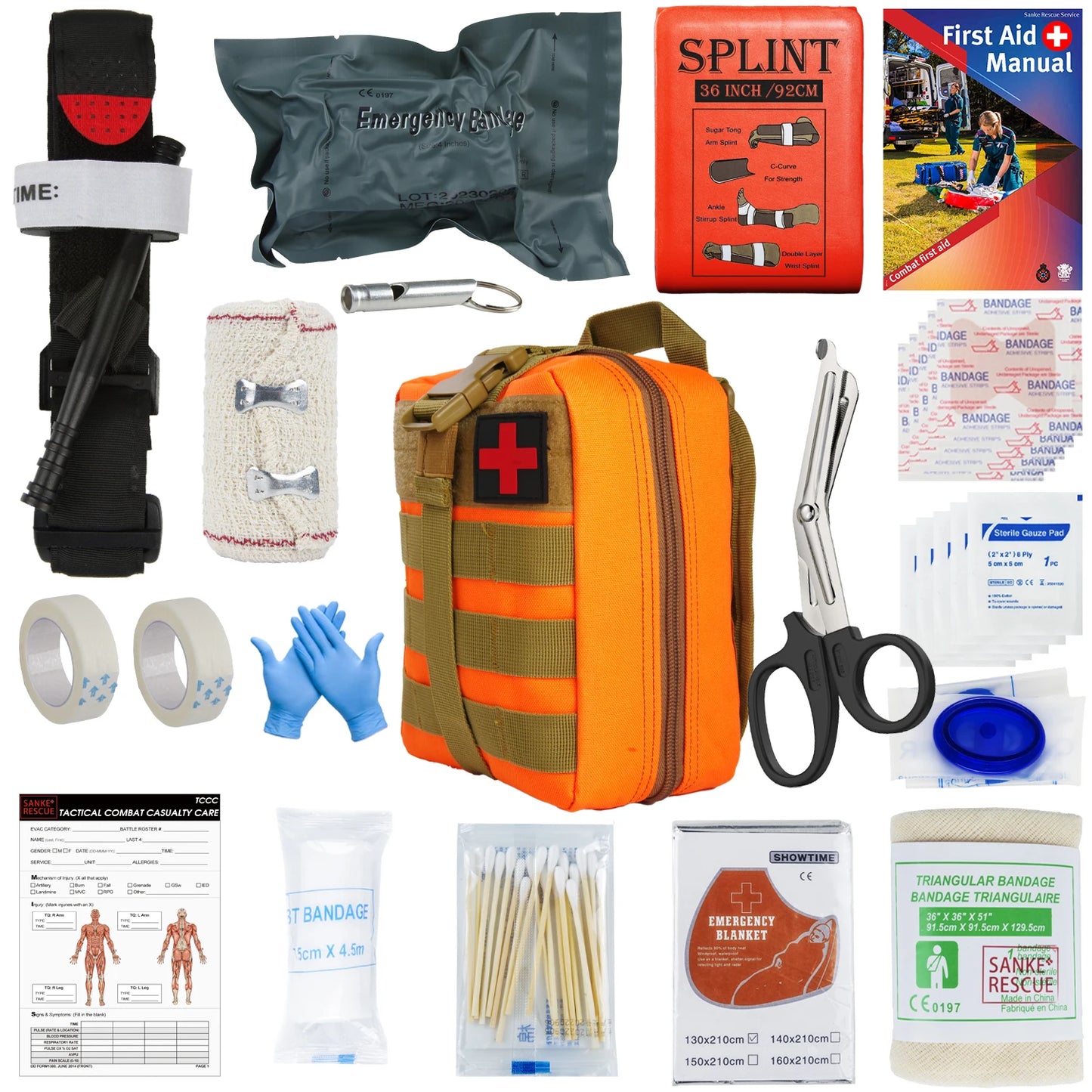 First Aid Kit Outdoor Survival Gear Molle Bag Medical Emergency IFAK Airway Military Tactical Tourniquet Bleeding Israel Bandage