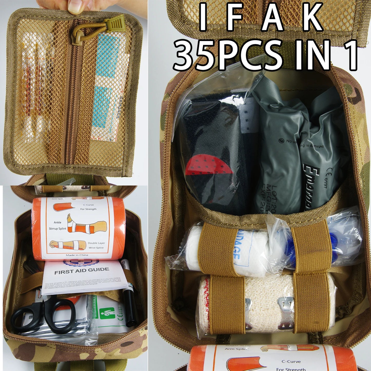 First Aid Kit Outdoor Survival Gear Molle Bag Medical Emergency IFAK Airway Military Tactical Tourniquet Bleeding Israel Bandage