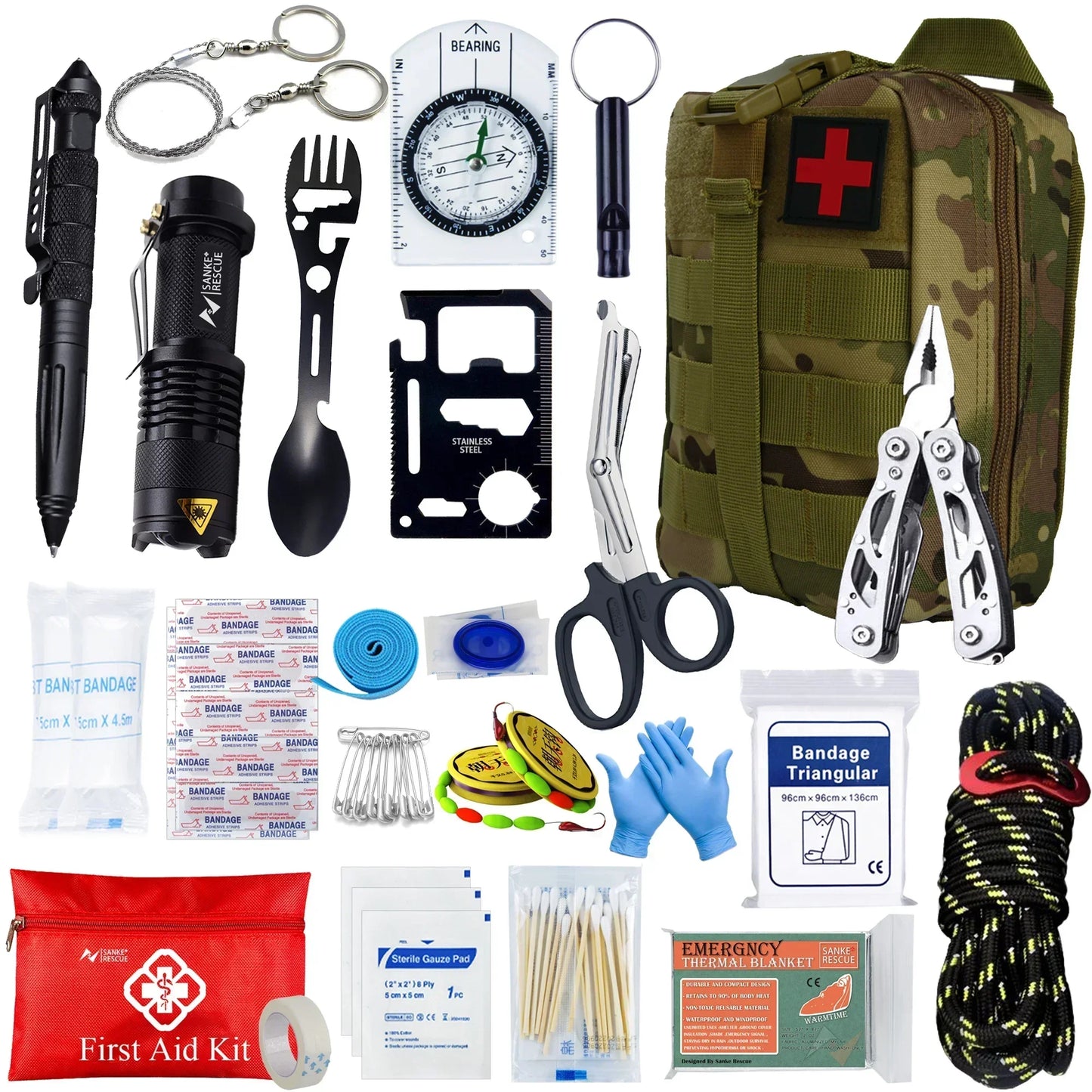 First Aid Kit in The Car Acessories Survival Kits Camping Equipments Survival Bag Self-defense EDC Pouch Ifak Outdoor Emergency