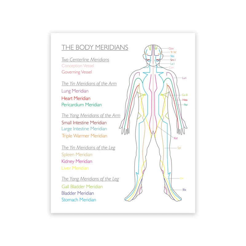 The Body Meridians Poster Acupuncture Chart 12 Meridians Art Prints Chinese Acupuncture Painting Wall Pictures Living Room Decor