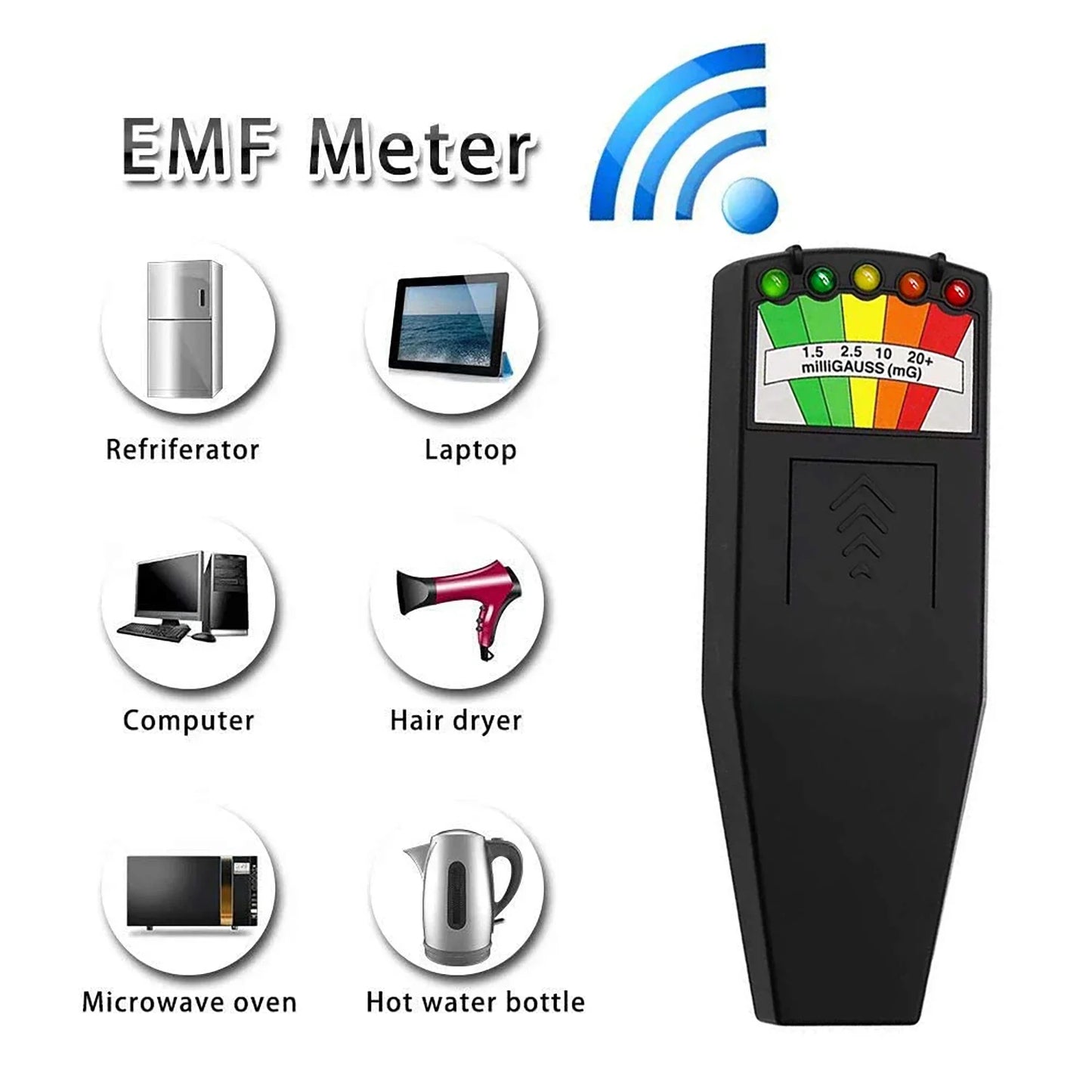 5-LED EMF Meter Magnetic Field Detector Ghost Hunting Paranormal Equipment Tester Portable Counter Professional EMF Meter Tester