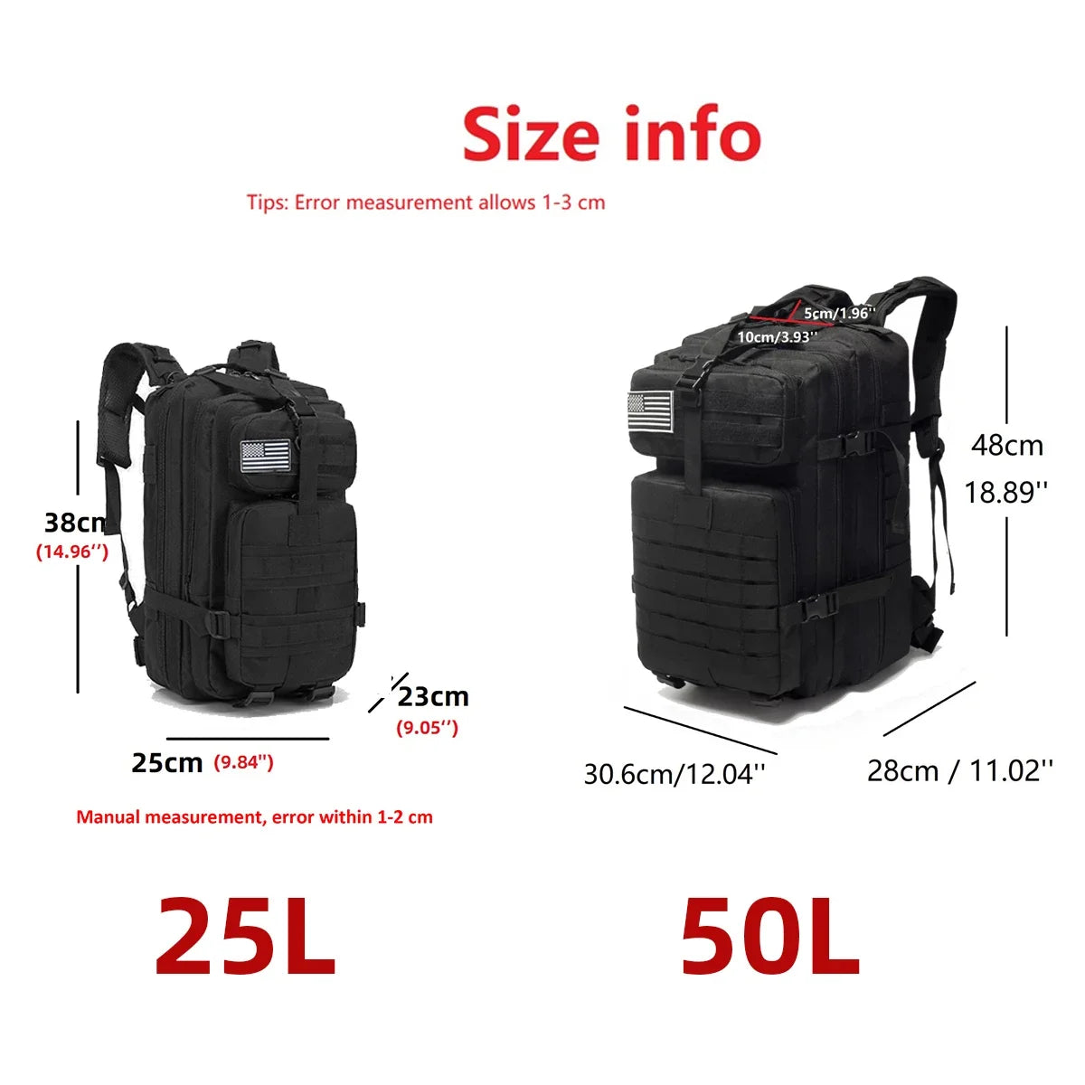 25L/50L 1000D Nylon Waterproof Trekking Fishing Hunting Bag Backpack Outdoor Rucksacks Tactical Sports Camping Hiking