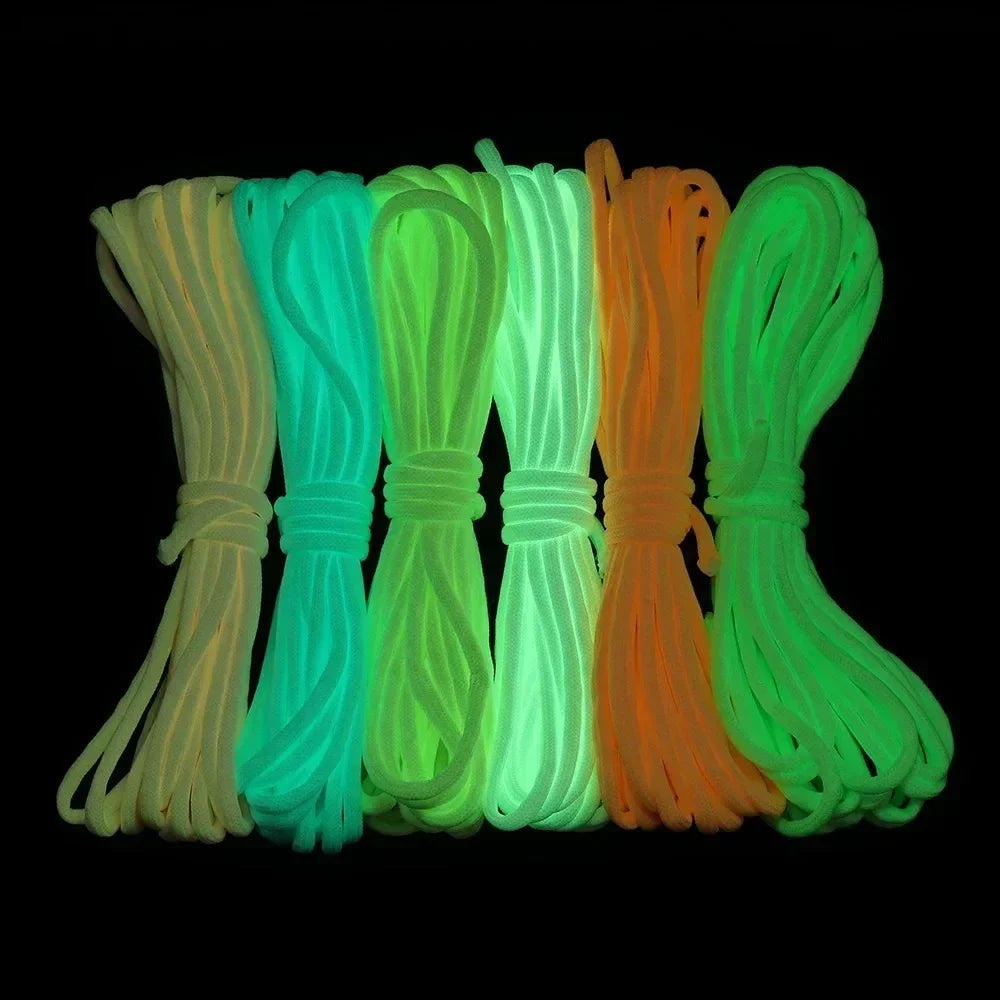 Luminous 9-Core 550 Paracord – Heavy-Duty 4mm Glow-in-the-Dark Nylon Survival Rope (20M)