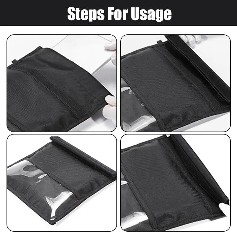 RFID Shielding Blocking Pouch Case Anti-Tracking Faraday Bag For Phones Device Large Wallet Case ID Card Car Key Black