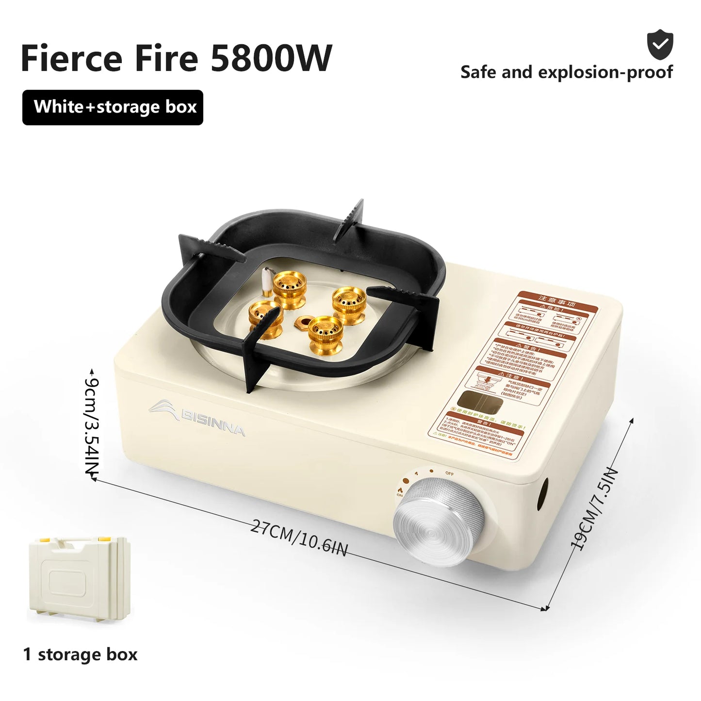 BISINNA Camping Gas Stove 5800W High Firepower Outdoor Portable Cassette Burner for Picnic Hiking Trekking