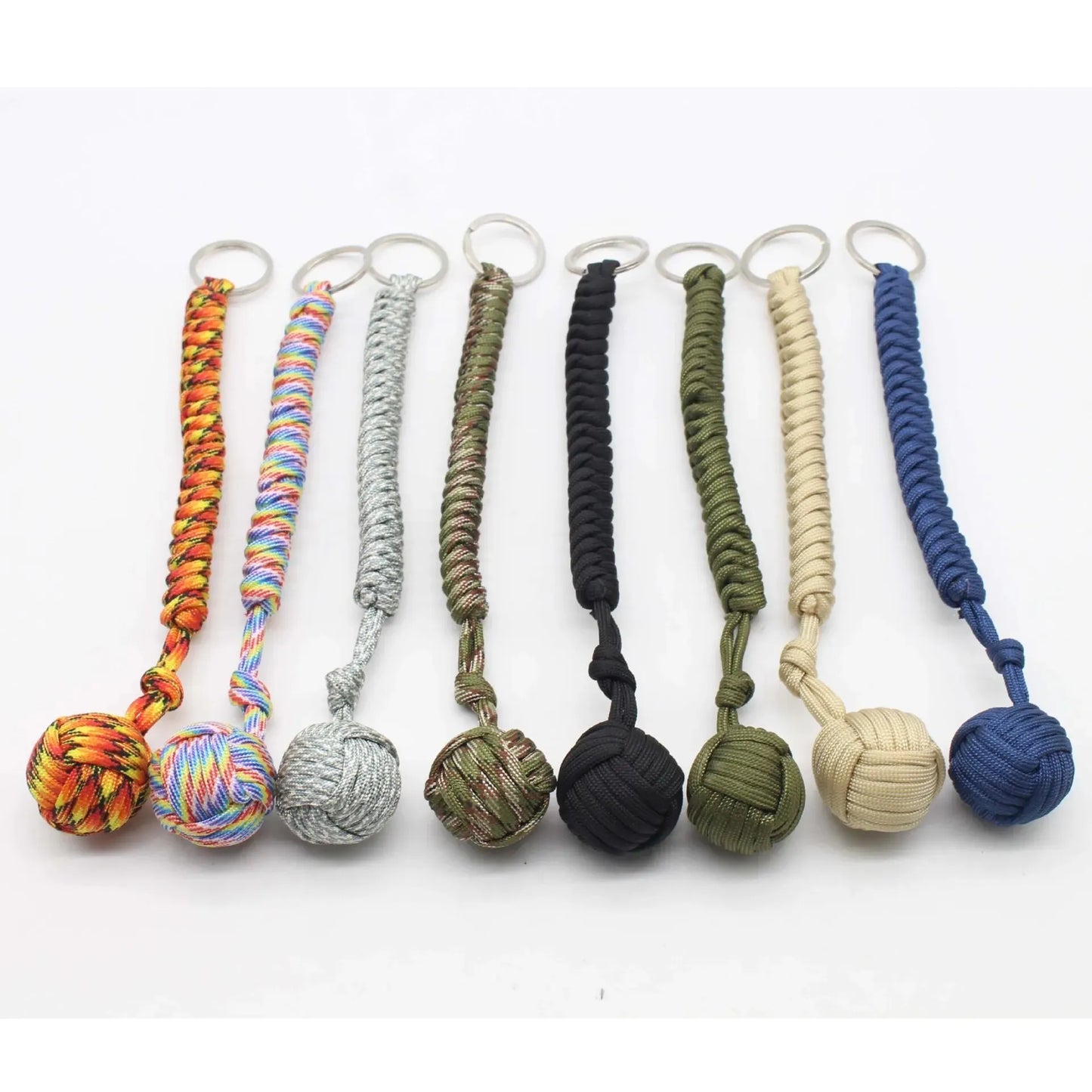 Monkey Fist Steel Ball Self-Defense Keychain with Emergency Rope (85g)