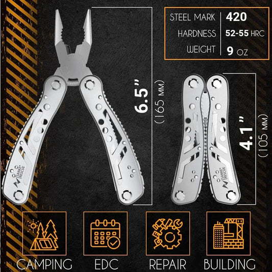 24-in-1 Professional Multi-Tool – Heavy-Duty Survival Pliers with Knife, Screwdrivers & More