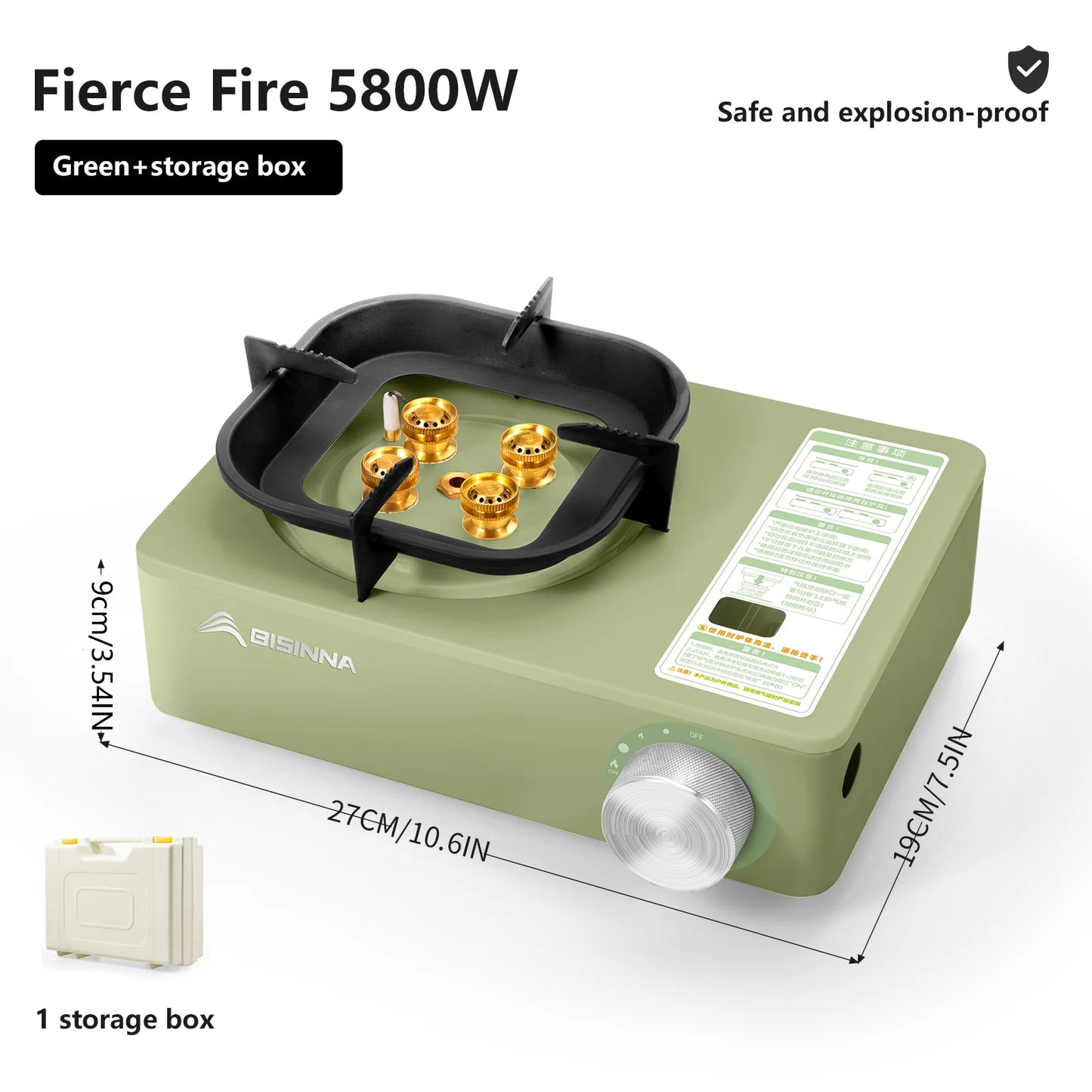 BISINNA Camping Gas Stove 5800W High Firepower Outdoor Portable Cassette Burner for Picnic Hiking Trekking