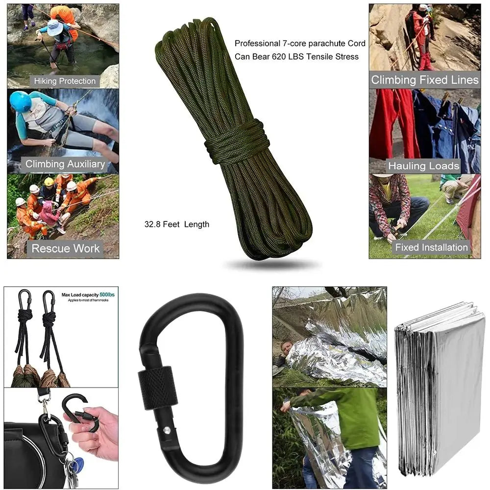 Professional Emergency Survival Kit Gear Camping Multifunction Tactical Defense Equipment First Aid SOS Wilderness Adventure