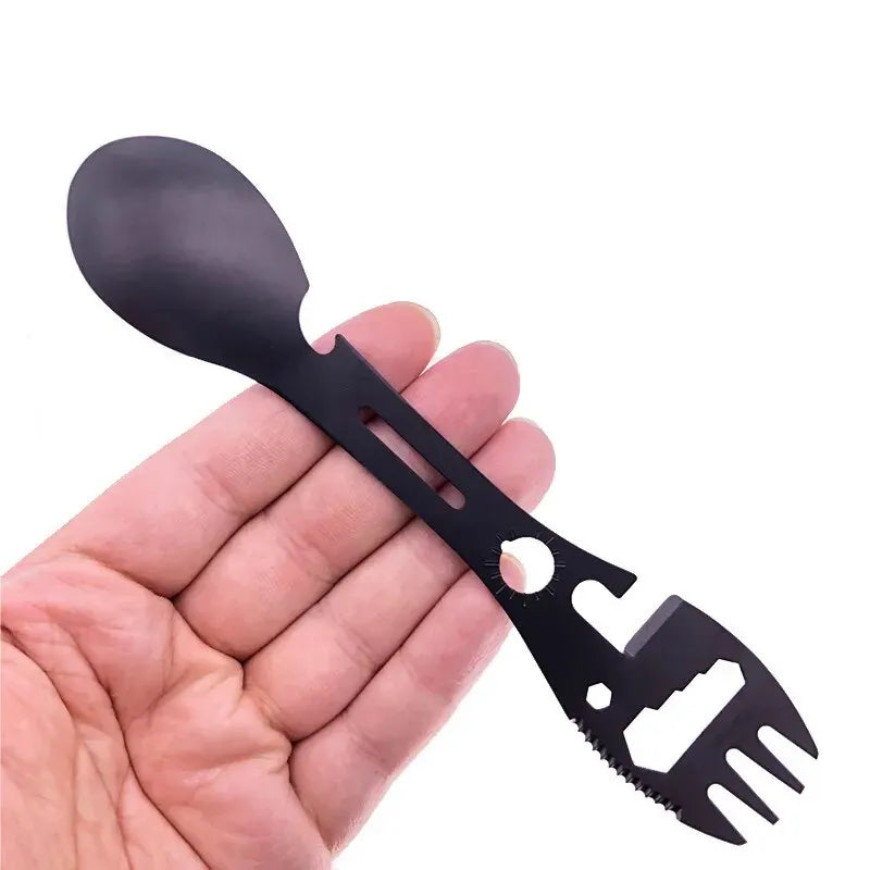 Multifunctional Whistle Knife Outdoor Camping Survival Spork Kitchen Multifunctional Wrench Bottle Opener Spoon.