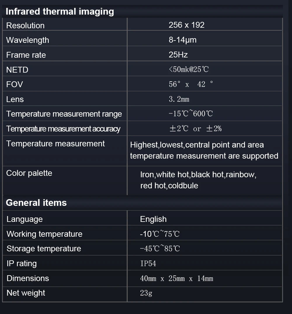 TOOLTOP T7 Mini Thermal Imager 256*192 25Hz Type-c Android Thermal Camera 15℃-600℃ Heating Detect Electrical Maintenance