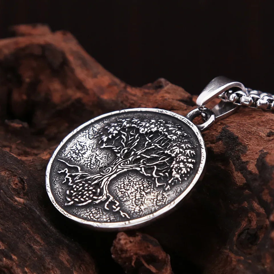 Viking Tree of Life Amulet | Stainless Steel Survival Talisman for Strength, Protection & Legacy